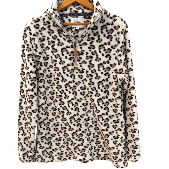 Nordic Fleece Oslo Leopard Print Fleece Pullover Size Small - Picture 1 of 7